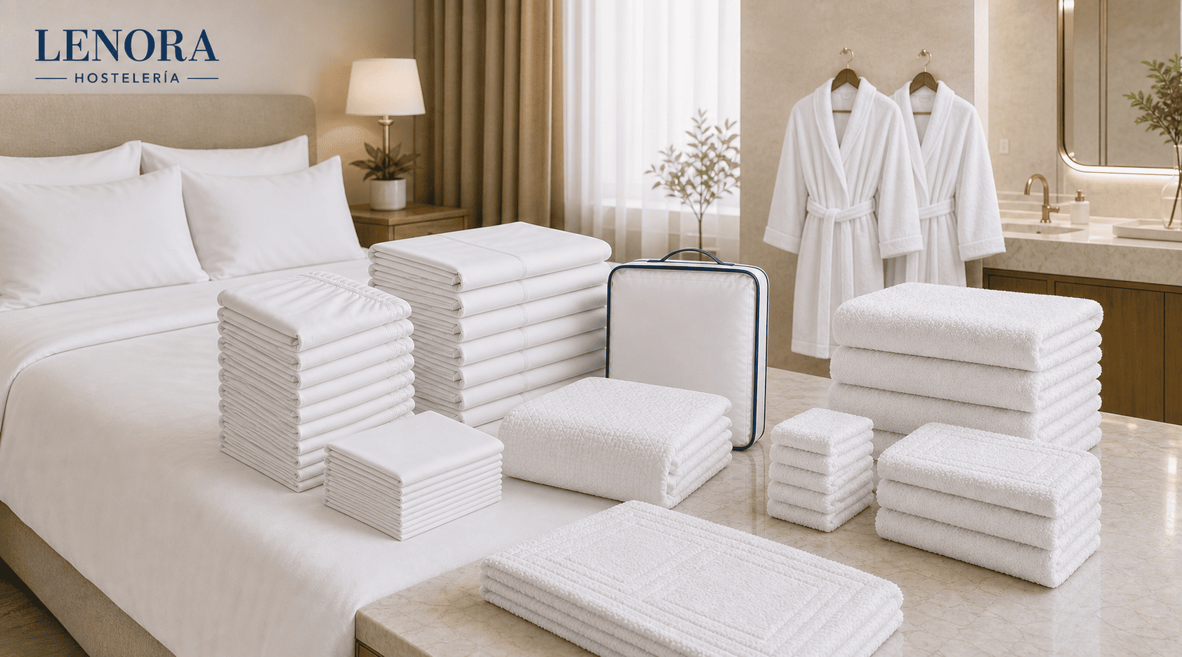 Textil completo para apartamento turístico: sábanas, toallas y mantelería