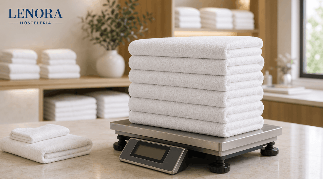 Toallas de rizo blanco de distintos gramajes para hoteles y apartamentos