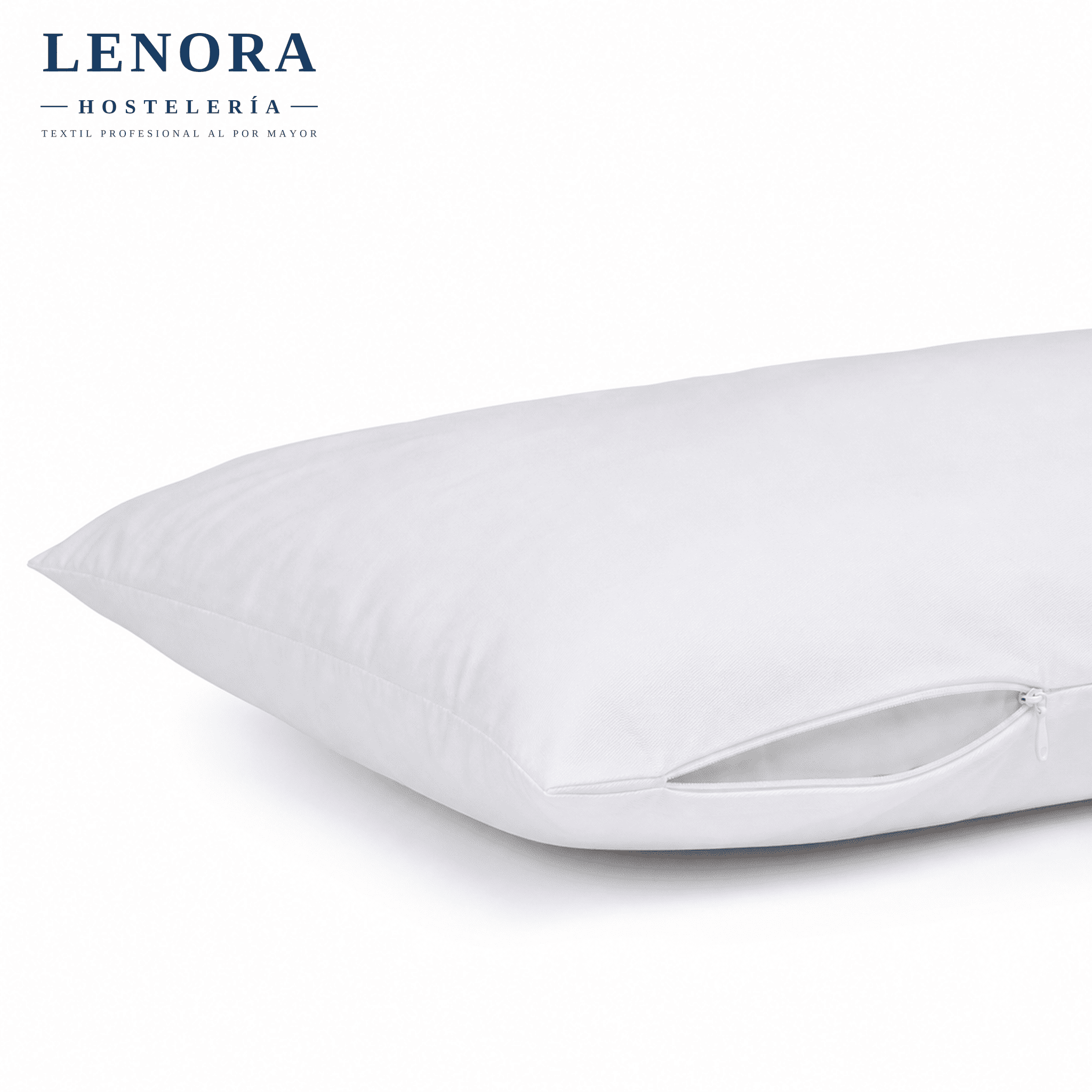Funda de almohada blanca con cremallera lateral para protección de la almohada