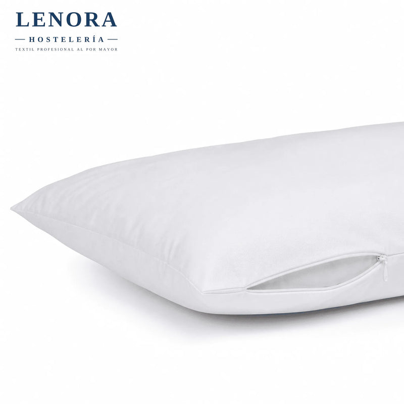 Funda de almohada blanca con cremallera lateral para protección de la almohada