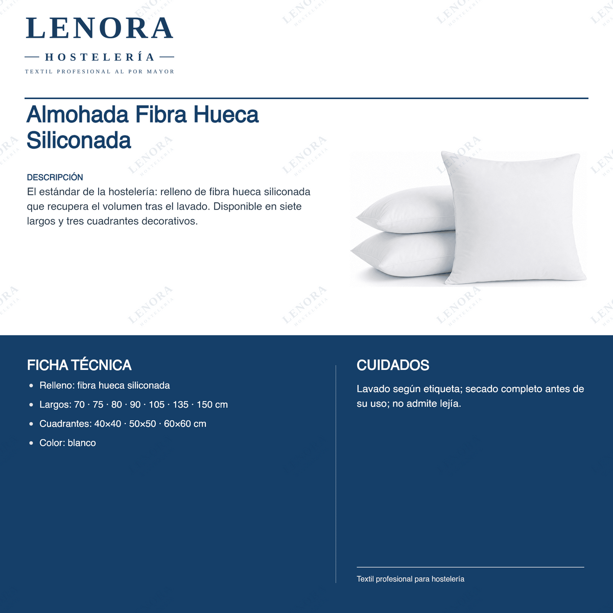Ficha técnica de la almohada de fibra hueca siliconada: medidas y cuidados