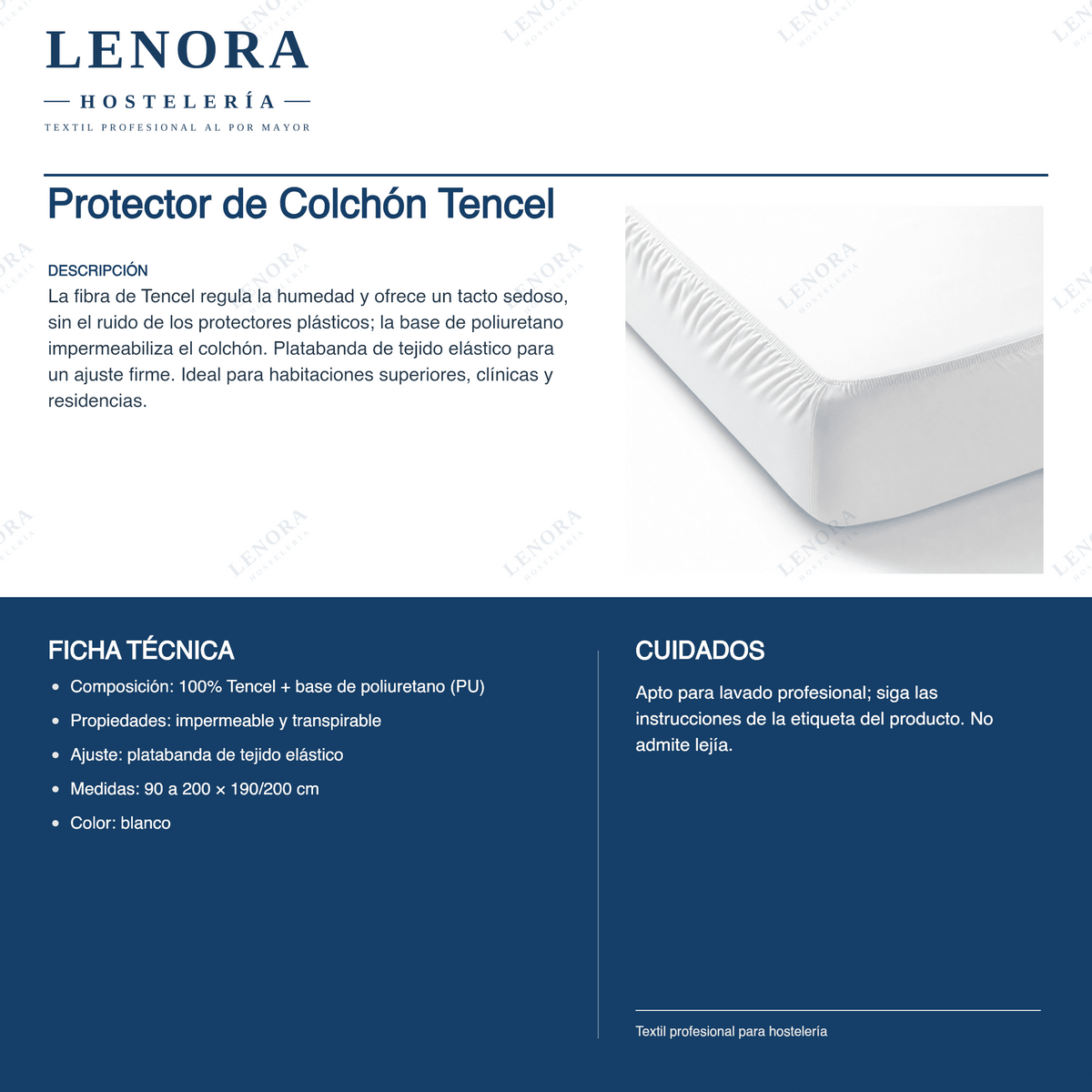 Ficha técnica del protector de colchón Tencel: composición, propiedades y medidas