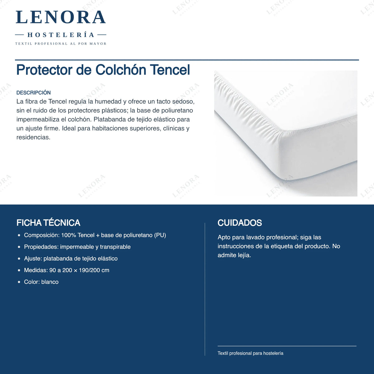 Ficha técnica del protector de colchón Tencel: composición, propiedades y medidas