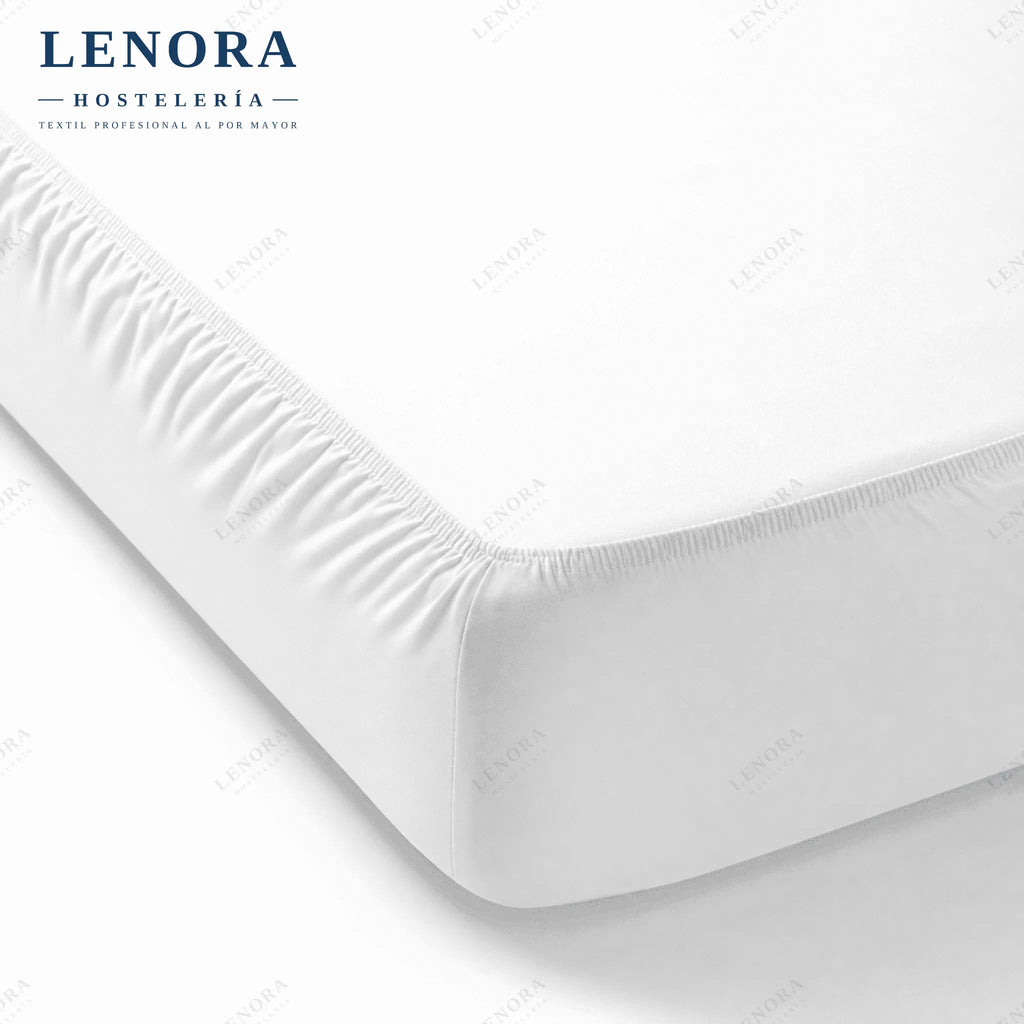 Protector de colchón Tencel blanco ajustado sobre el colchón