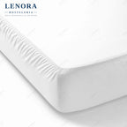 Protector de colchón Tencel blanco ajustado sobre el colchón
