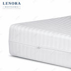 Funda de colchón de cutí blanca con cremallera cubriendo el colchón