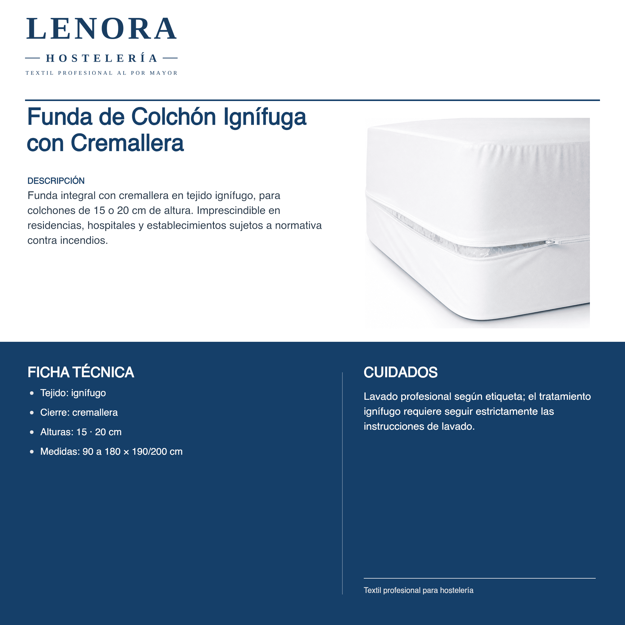 Funda de Colchón Ignífuga con Cremallera