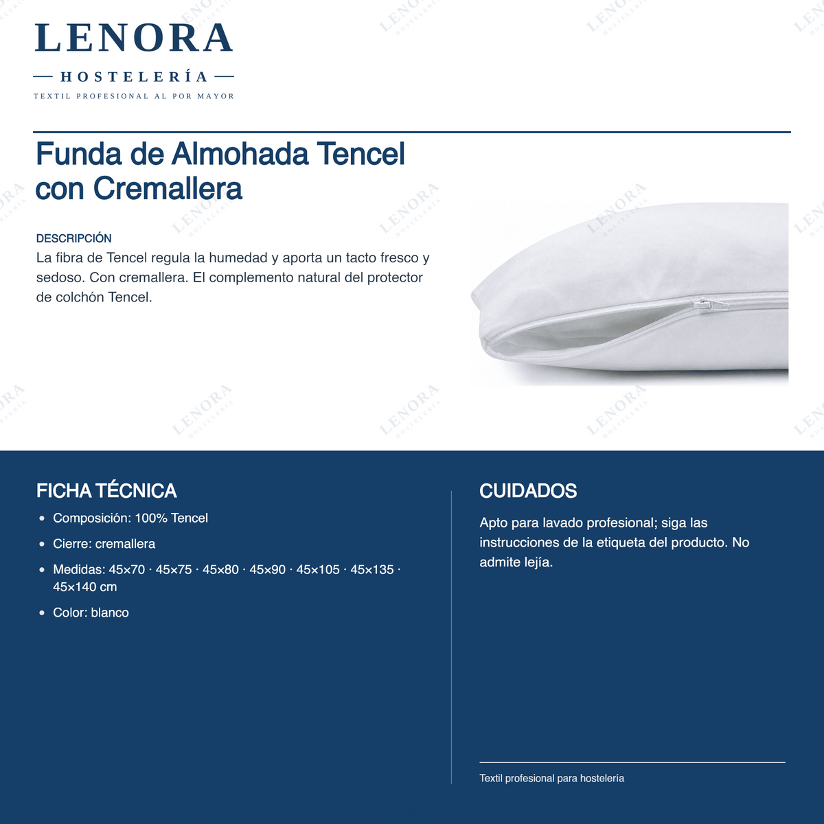 Ficha técnica de la funda de almohada Tencel: composición, cierre y medidas