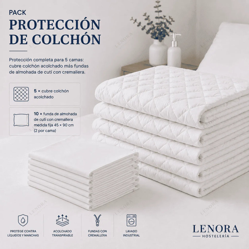 Pack Protección de Colchón con cubre colchones acolchados apilados