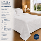 Ficha técnica de la colcha de rombos 250 g/m² sobre cama de hotel