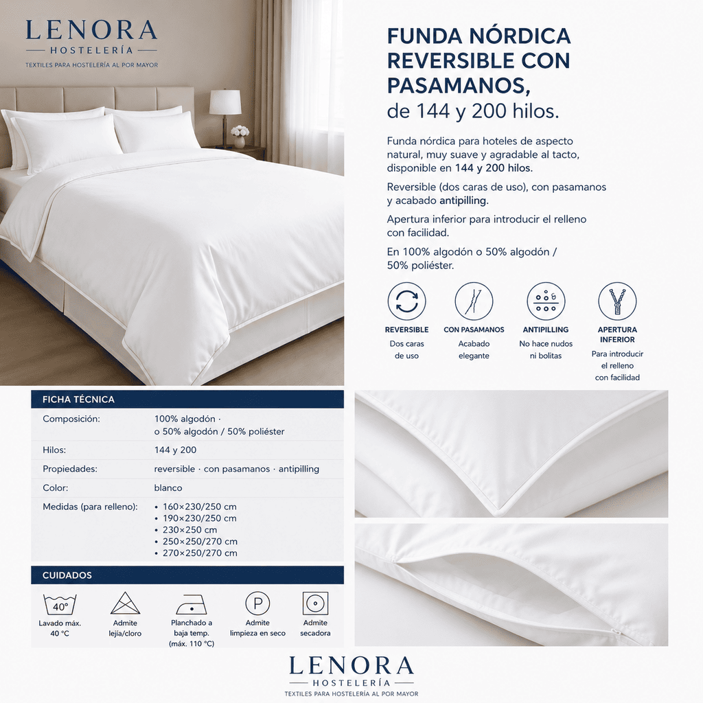 Funda nórdica para relleno 144 hilos