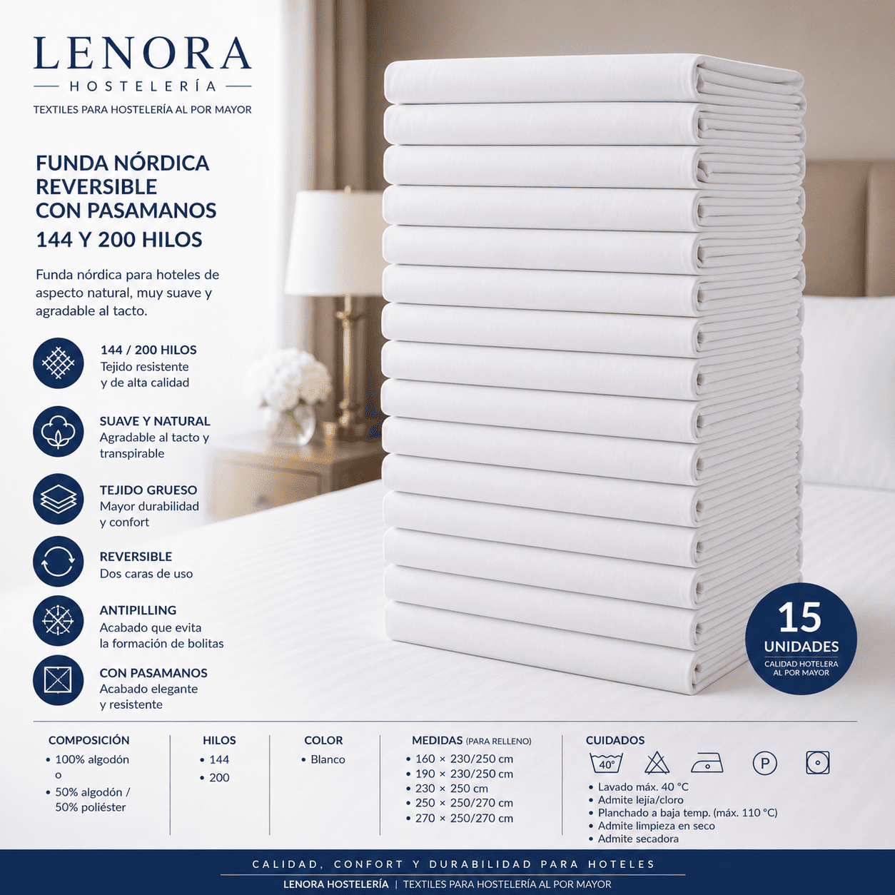 Funda nórdica para relleno 144 hilos