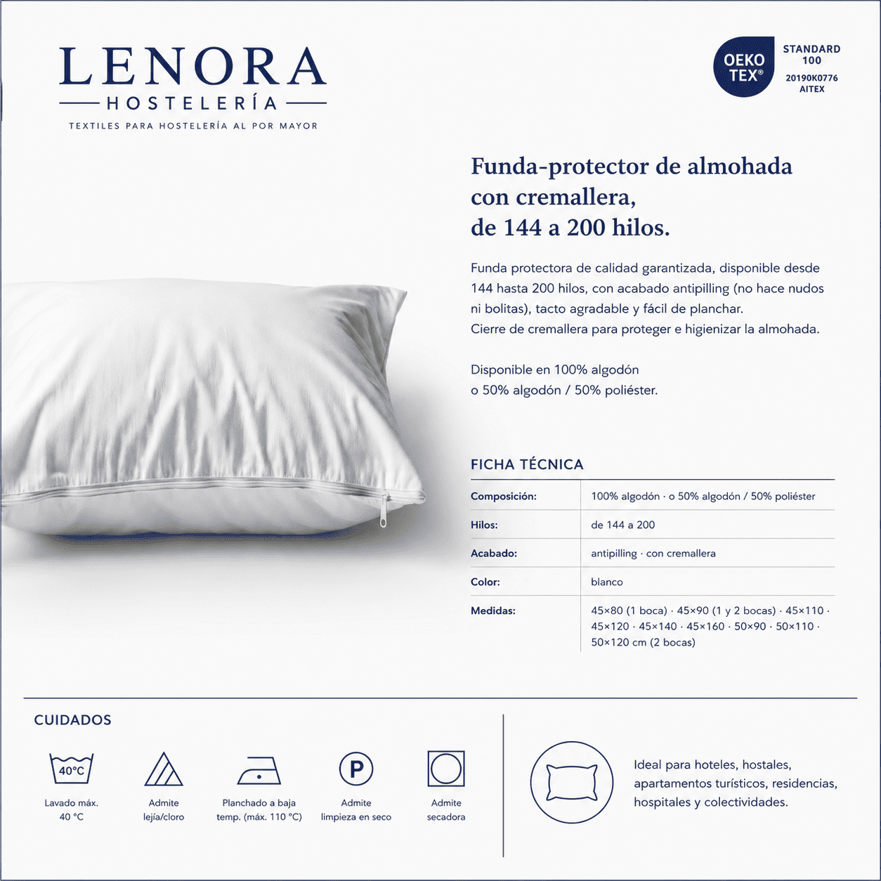 Funda de almohada 144–200 hilos