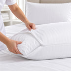 Colocación de funda de almohada de cutí blanca con cremallera