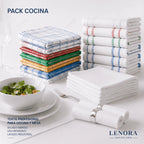 Pack Cocina con paños profesionales de colores apilados