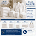 Pack Baño Spa con toallas y albornoces, indicando calidades y cantidades