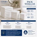Pack Toallas con toallas blancas apiladas, indicando calidades y cantidades