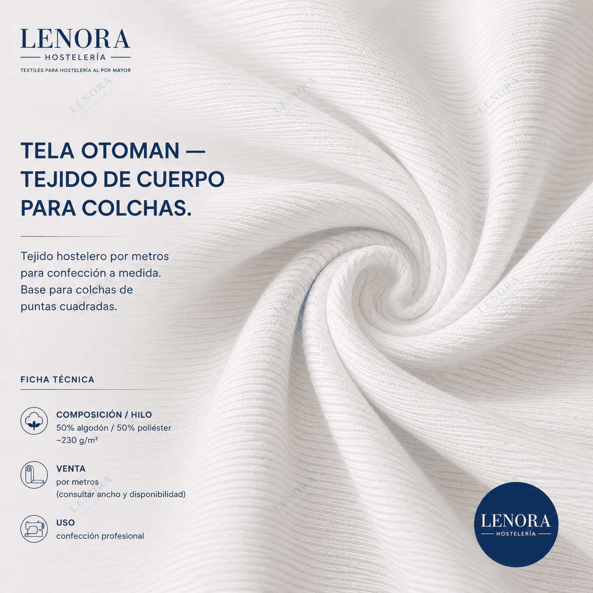 Ficha técnica de la tela Otomán, tejido de cuerpo para colchas