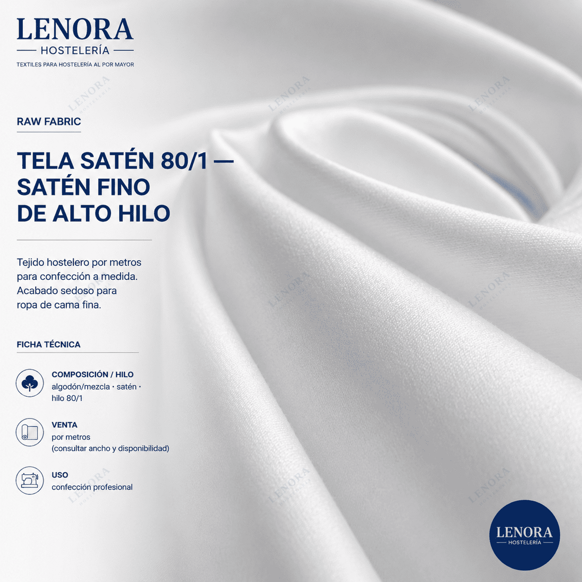 Ficha técnica de la tela satén 80/1, satén fino de alto hilo
