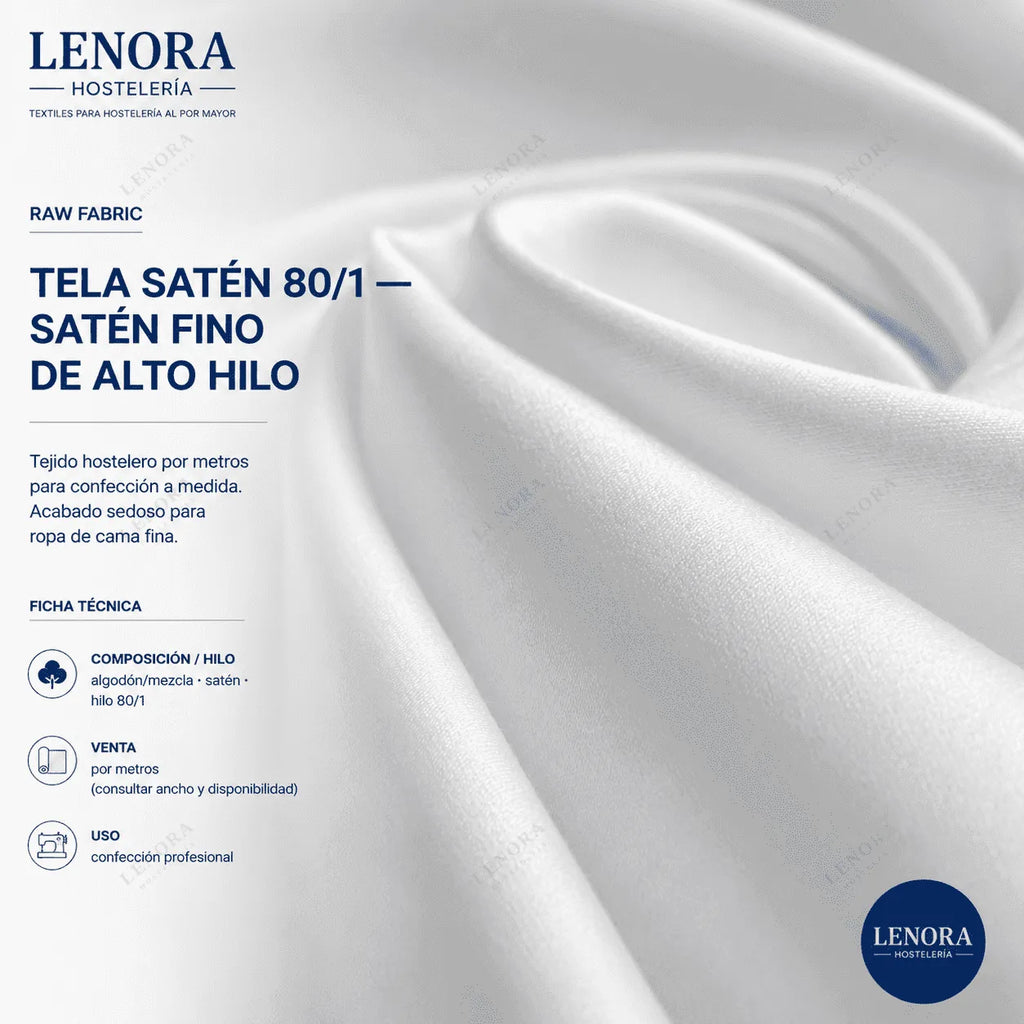 Ficha técnica de la tela satén 80/1, satén fino de alto hilo