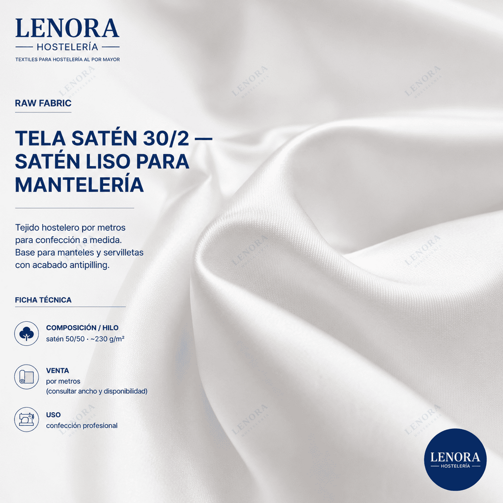 Ficha técnica de la tela satén 30/2, satén liso para mantelería
