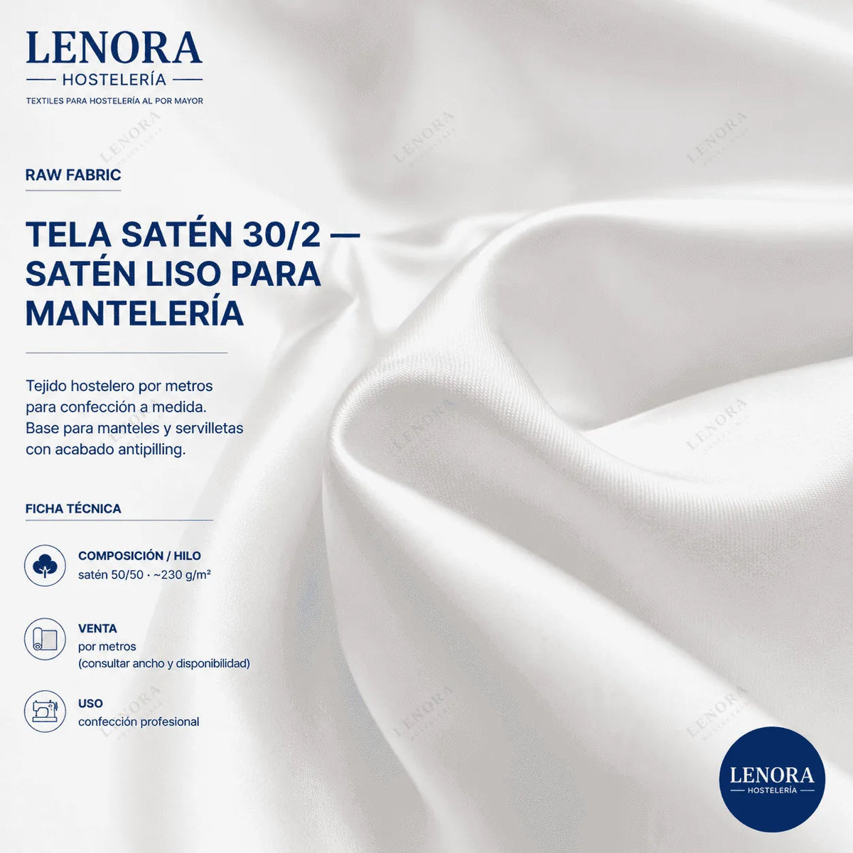 Ficha técnica de la tela satén 30/2, satén liso para mantelería