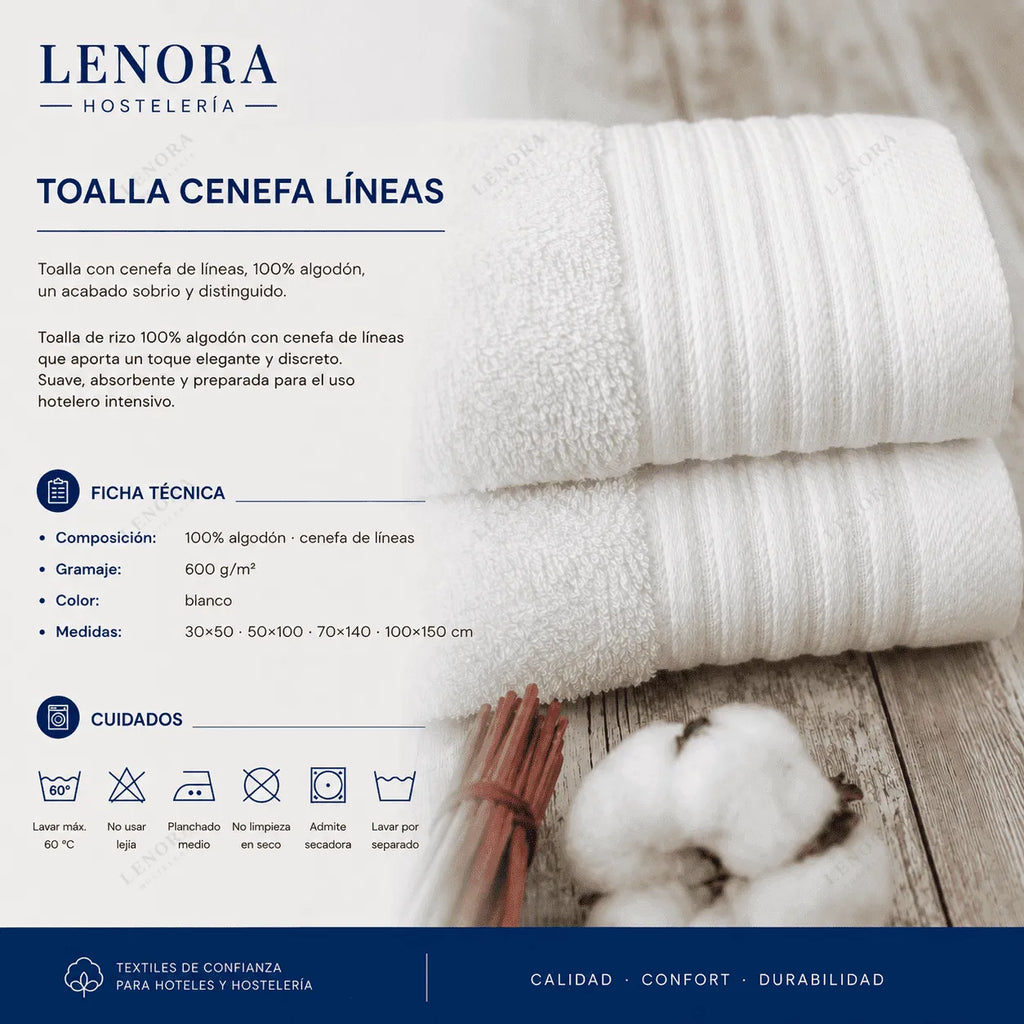 Ficha técnica de la toalla cenefa líneas 600 g/m² en rizo americano