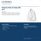Ficha técnica del albornoz nido de abeja 280 g/m²: composición, gramaje, tallas y cuidados