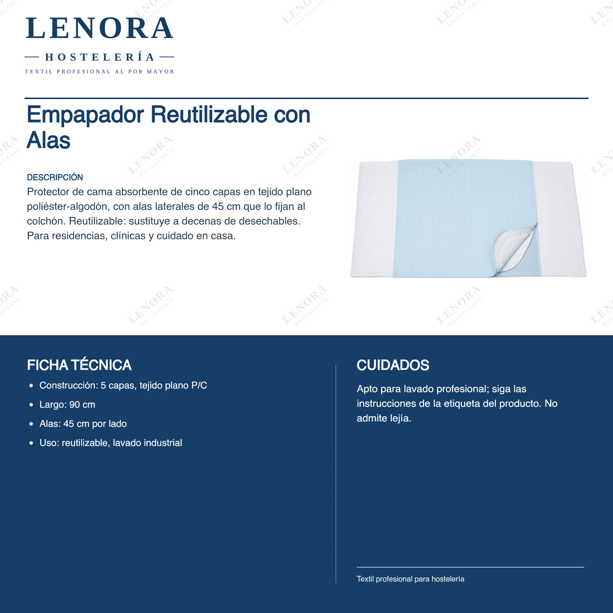 Ficha técnica del empapador reutilizable con alas: capas, medidas y cuidados
