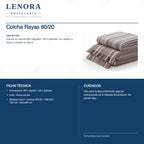 Ficha técnica de la colcha de rayas 80/20: composición, colores y medidas