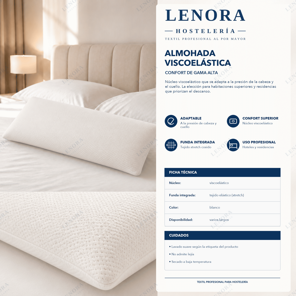 Ficha técnica de la almohada viscoelástica: propiedades, medidas y cuidados